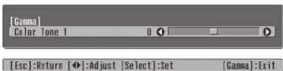 [Ganna] Color Tone 1 0 [Esc]:Return [◀]:Adjust [Select]:Set [Gamma]:Exit