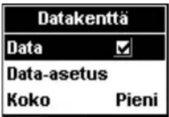 Datakenttä Data Data-asetus Koko Pieni