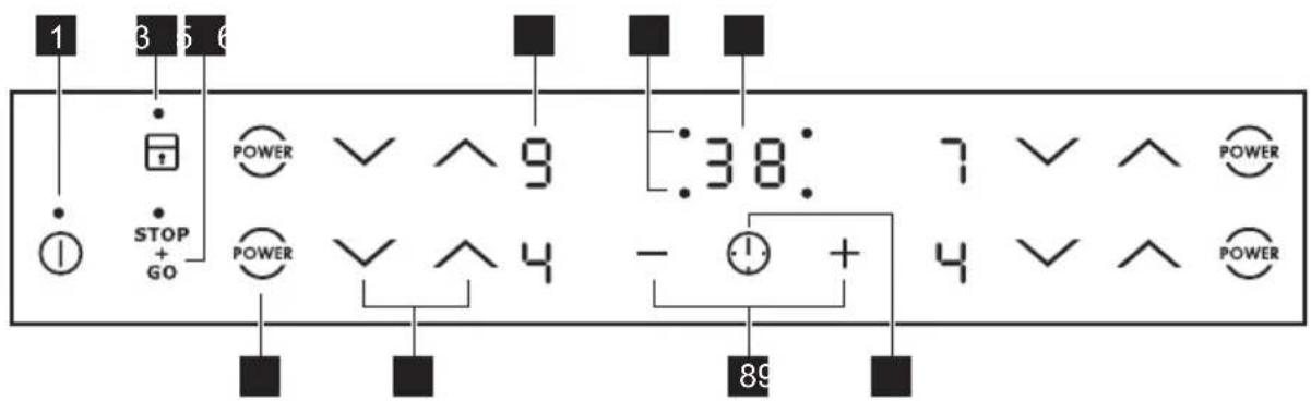 1 3 5 6 POWER STOP + GO POWER V V ^ 9 38: 7 V V ^ POWER V V ^ 4 - 1. + 4 V V ^ POWER 89