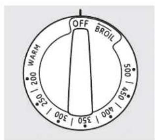 OFF BROIL 500 / 450 / 400 / 350 / 300 WARM 250 / 200 / 150 / 100 / 50 350 / 300