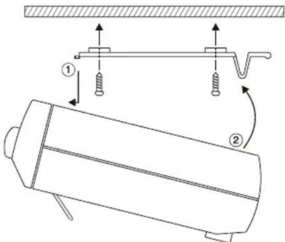 Technical diagram showing a mechanical assembly with labeled components and motion indicators