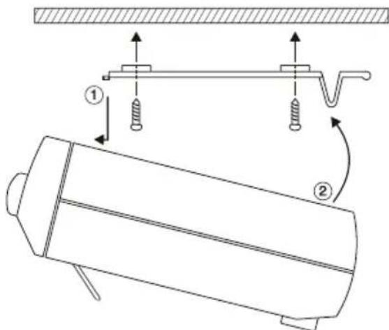 Technical diagram showing a mechanical assembly with labeled components and motion indicators