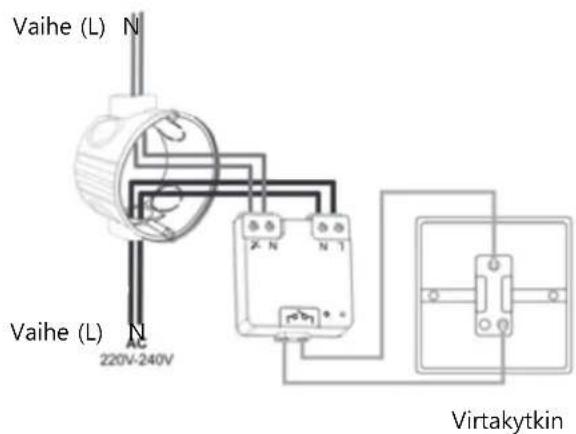 Vaihe (L) N Vaihe (L) N 220V-240V X N N T Virtakytkin