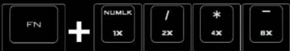 FN + NUMLK 1X / 2X * 4X - 8X