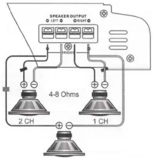 SPEAKER OUTPUT LEFT RIGHT BRIDBED 4-8 Ohms 2 CH 1 CH