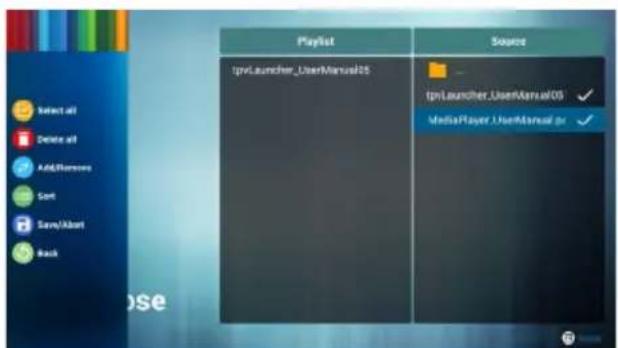 Playlist tpnLauncher_UserManual05 Spa#es tpnLauncher_UserManual05 ✓ MediaPlayer_UserManual pr ✓