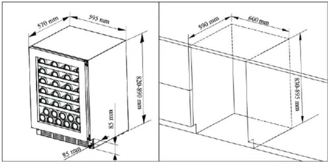 570 mm 595 mm 820-890 mm 85 mm 85 mm 590 mm 600 mm 830-895 mm