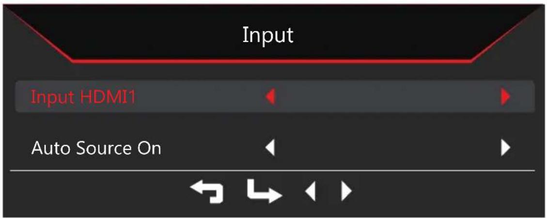 Input Input HDMI1 Auto Source On