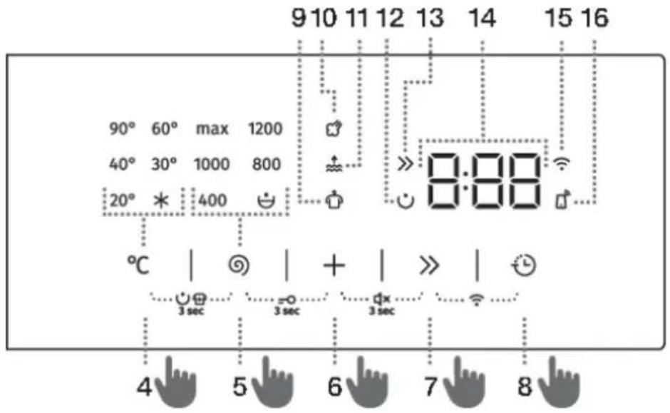 9 10 11 12 13 14 15 16 90° 60° max 1200 40° 30° 1000 800 20° * 400 8:88 °C | + | | 3 sec 3 sec 3 sec 4 5 6 7 8