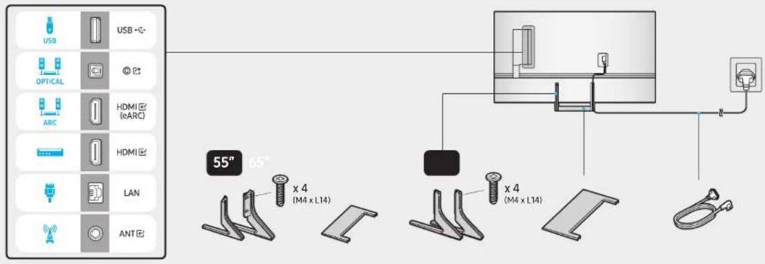 USB OPTICAL ARC HDMI (eARC) HDMI LAN ANT 55" 65" x 4 (M4 x L14) x 4 (M4 x L14)