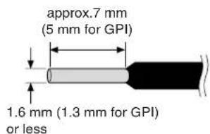 approx.7 mm (5 mm for GPI) 1.6 mm (1.3 mm for GPI) or less