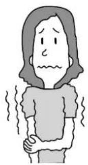 Illustration of a person with wavy lines indicating discomfort or pain (no text or symbols)