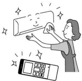 Illustration of a woman cleaning a wall with a digital timer and sparkles (no text or symbols)