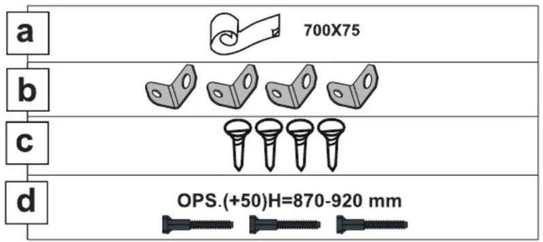 a 700X75 b c d OPS.(+50)H=870-920 mm