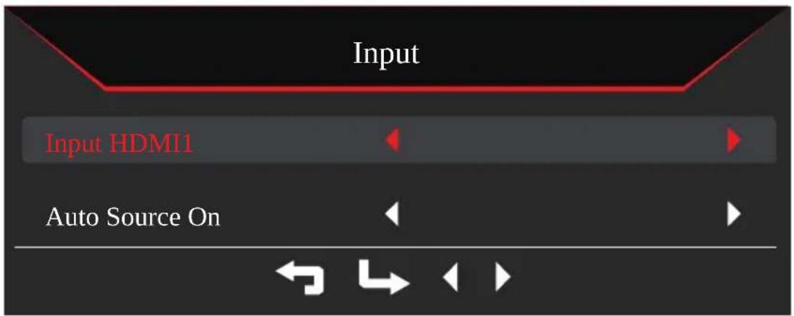 Input Input HDMI1 Auto Source On