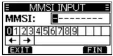 MMSI INPUT MMSI: ----- 0 1 2 3 4 5 6 7 8 9 ← → EXIT FIN
