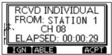 RCVD INDIVIDUAL FROM: STATION 1 CH 08 ELAPSED: 00:00:29 IGN ABLE ACPT