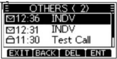 OTHERS ( 2 ) 12:36 INDV 12:31 INDV 11:30 Test Call EXIT BACK DEL ENT