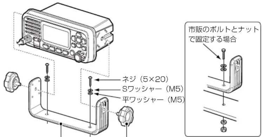 市販のボルトとナット で固定する場合 ネジ (5×20) Sワッシャー (M5) 平ワッシャー (M5)