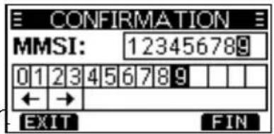 CONFIRMATION MMSI: 123456789 0123456789 ←→ EXIT FIN