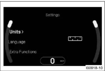 Settings Units > Language Extra Functions 0 NETS 100918-10