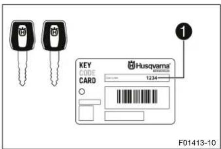 KEY CODE CARD Husqvarna® 1234 F01413-10