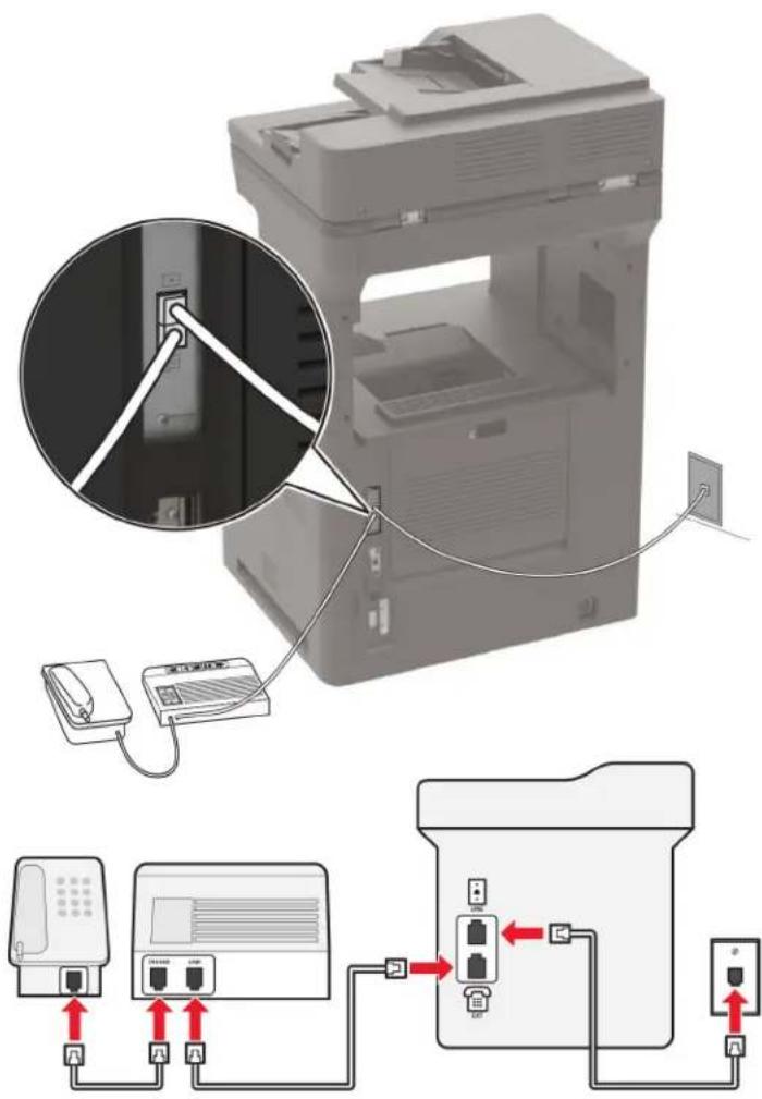 LEXMARK MX822 - Liitettynä samaan puhelinpistorasiaan - 1