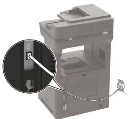 LEXMARK MX822 - Tulostimen liittäminen muuhun kuin RJ-11-pistorasiaan - 1