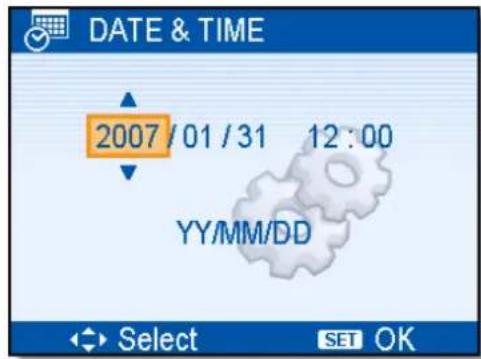 DATE & TIME 2007/01/31 12:00 YY/MM/DD Select SET OK