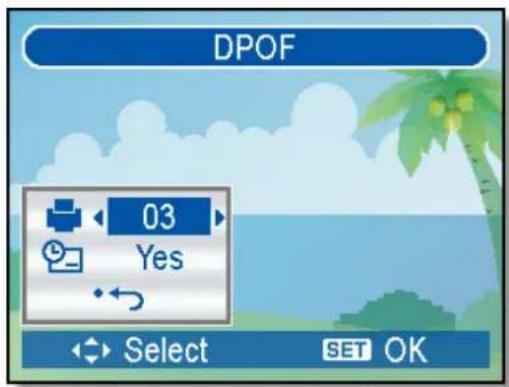 DPOF 03 Yes Select SET OK