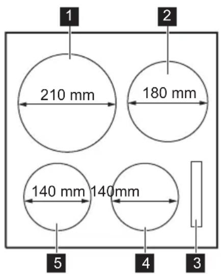 1 2 210 mm 180 mm 140 mm 140mm 5 4 3