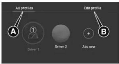 All profiles A Driver 1 Driver 2 Edit profile + Add new B