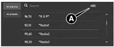 AI: present 96.70 *R G P* 92.10 *Radio1 95.60 *Radio2 98.20 *Radio3 ABC