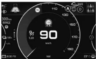 300 km RANGE 120 90 110 130 150 170 190 90 km/h 8:30 PM NW 23°C A B C D PWR