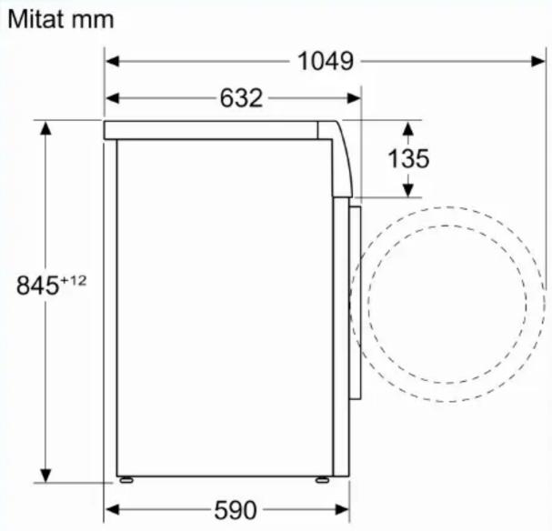Mitat mm 1049 632 135 845+12 590