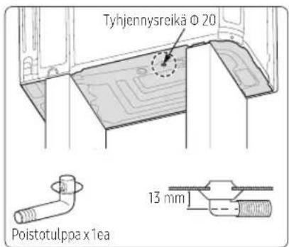 Tyhjennysreikä Φ 20 Poistotulppa x 1ea 13 mm