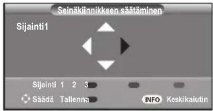 Seinäkiinnikkeen säätäminen Sijainti1 Sijainti 1 2 3 Säädä Tallenna INFO Keskikaiutin