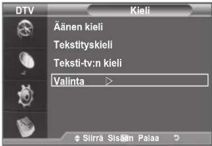 DTV Äänen kieli Tekstityskieli Teksti-tv:n kieli Valinta Silirä Sisään Palaa