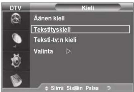 DTV Äänen kieli Tekstityskieli Teksti-tv:n kieli Valinta Slirrä Sisän Palaa