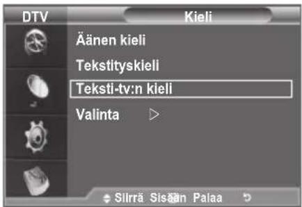DTV Kieli Äänen kieli Tekstityskieli Teksti-tv:n kieli Valinta Silrrä Sisän Palaa