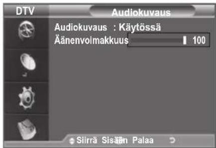 DTV Audiokuvaus Audiokuvaus : Käytössä Äänenvolmakkuus 100 Silirä Sisään Palaa
