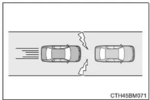 TOYOTA Auris (2016) - Olosuhteet, joissa järjestelmä saattaa toimia, vaikka kolarin riskiä ei ole - 4