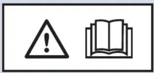 Warning symbol and open book icon with exclamation mark