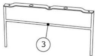 Simple line drawing of a metal frame with a numbered label (3) pointing to a circular feature on the side (no text or symbols beyond the label)
