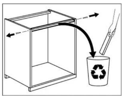 Diagram illustrating a recycling process with labeled arrows and a recycling bin icon