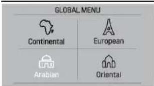 GLOBAL MENU Continental European Arabian Oriental