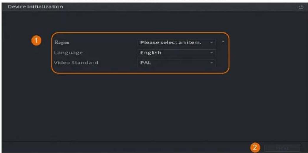 Device Initialization Region Please select an item. Language English Video Standard PAL