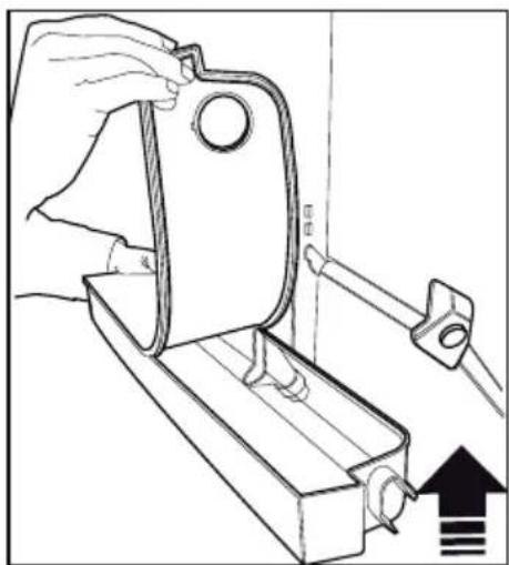 Technical diagram showing a hand operating a mechanical component with Chinese annotation indicating '###' and an upward arrow.