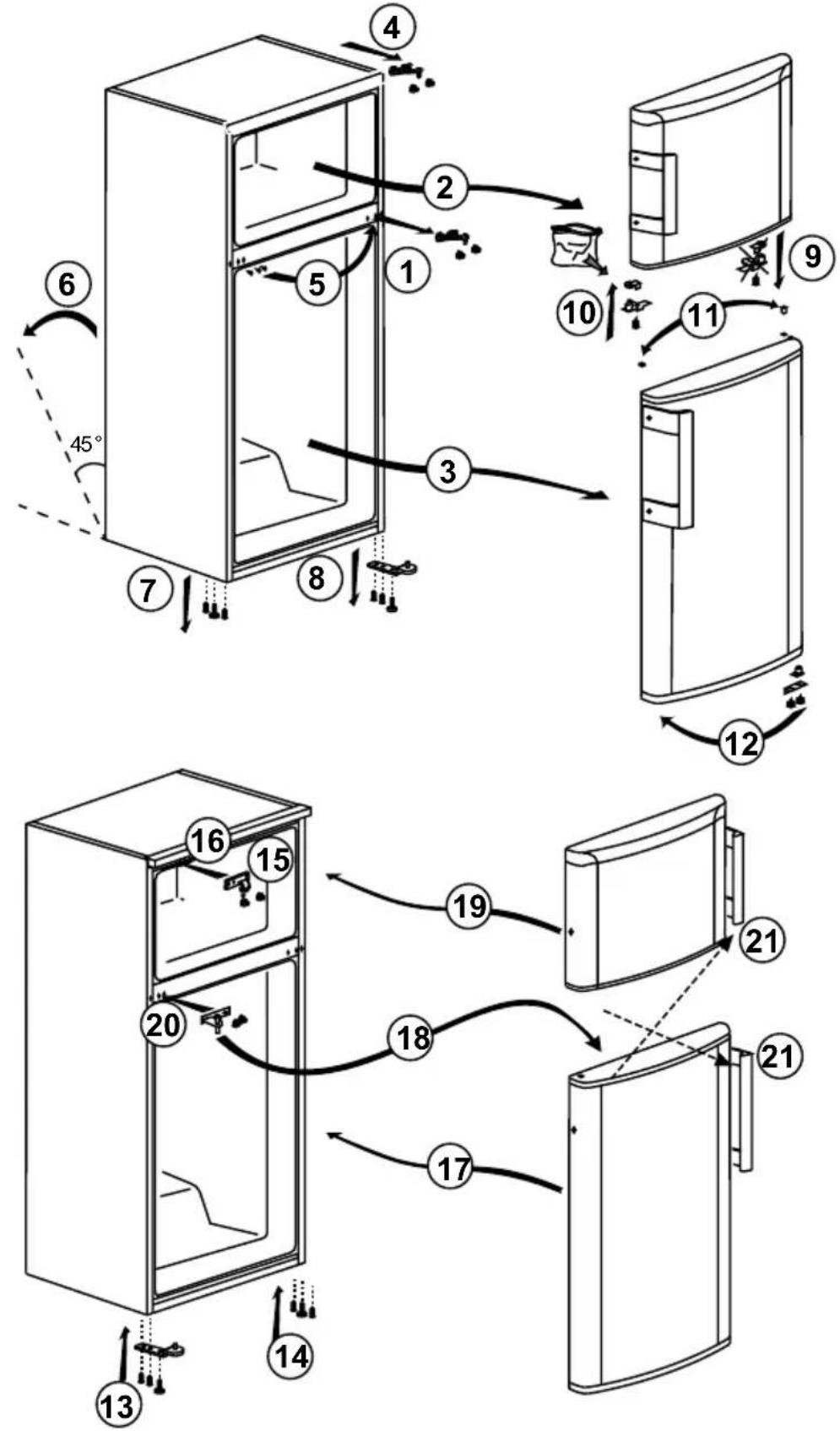 BEKO RDNE455M10XB - Reversing the doors - 1