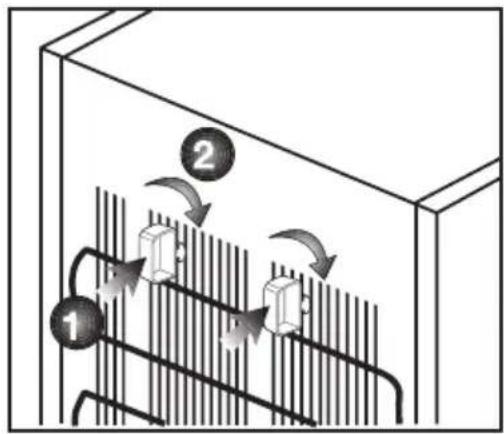 Diagram showing fluid flow through a container with labeled components and directional arrows indicating flow direction.